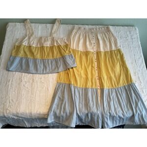 Hem & Thread Two Piece Prairie Skirt & Crop Top S Boho, Cottage Core, Festival